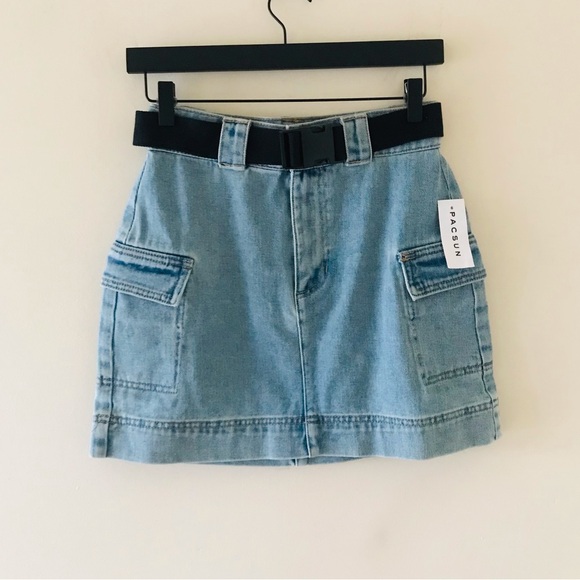 PacSun Cargo Belted Denim Skirt, NWT - Picture 4 of 15